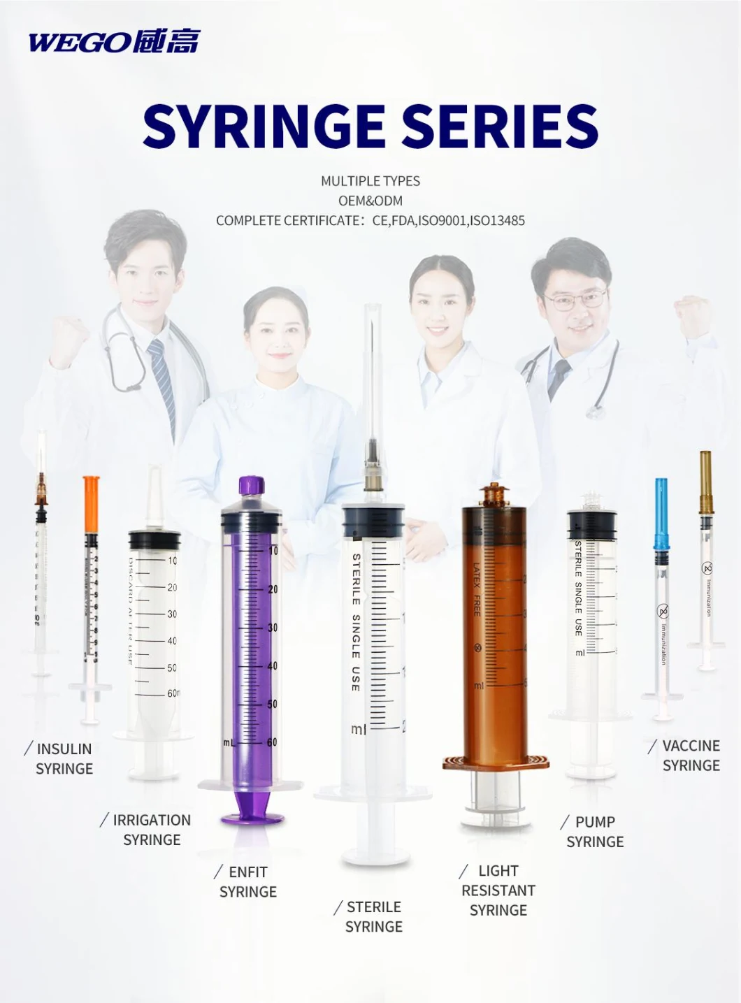 Wego Medical Supply Disposable Sterile Hypodermic Syringe with Needle