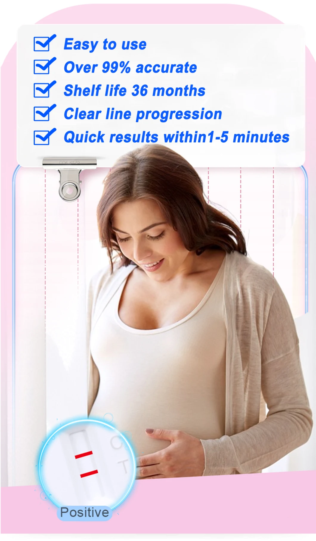 Golden Time&reg; CE ISO Approved One-Step Rapid HCG Diagnostic Midstream Kit Pregnancy Test for Early Female Home Urine