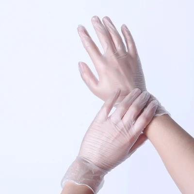 9 Inch Transparent Micro-Elastic PVC Rubber Gloves Disposable Latex Medical Gloves